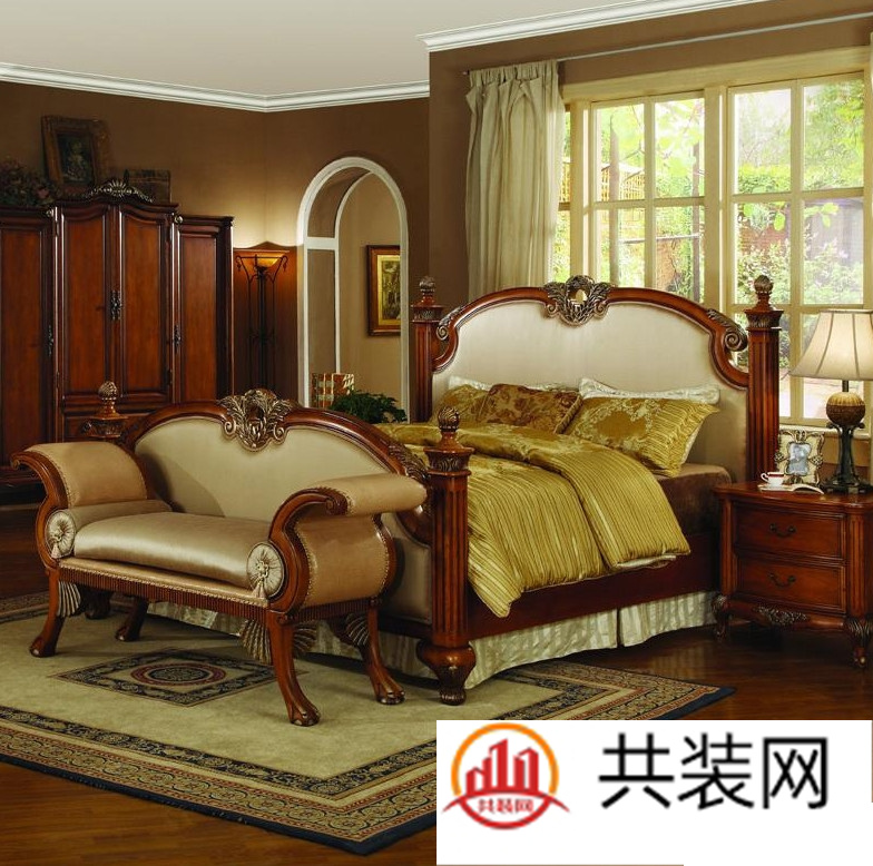 卧室实木家具床装饰设计