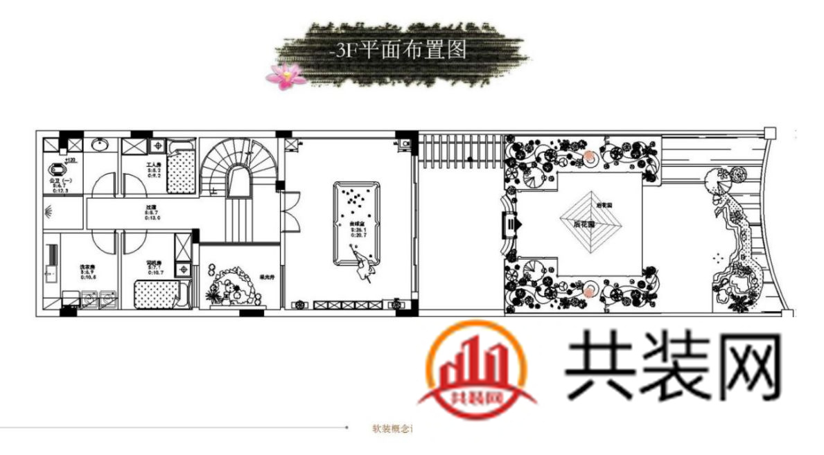 别墅负三层平面布置设计图