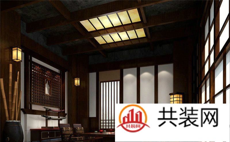 新中式风格装修的茶馆效果图