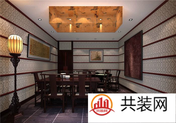 新中式风格的茶馆墙纸